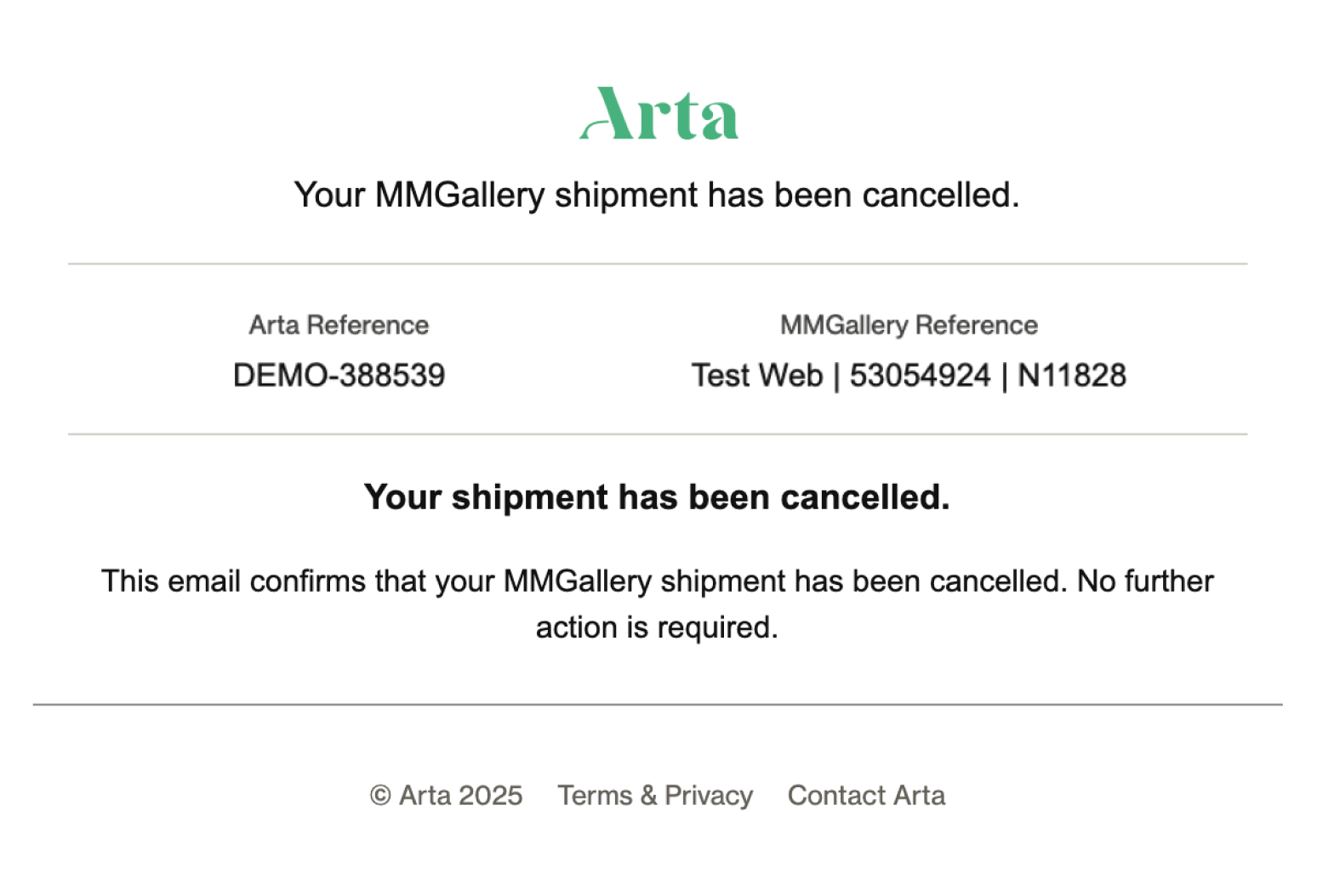 Shipment Cancelled