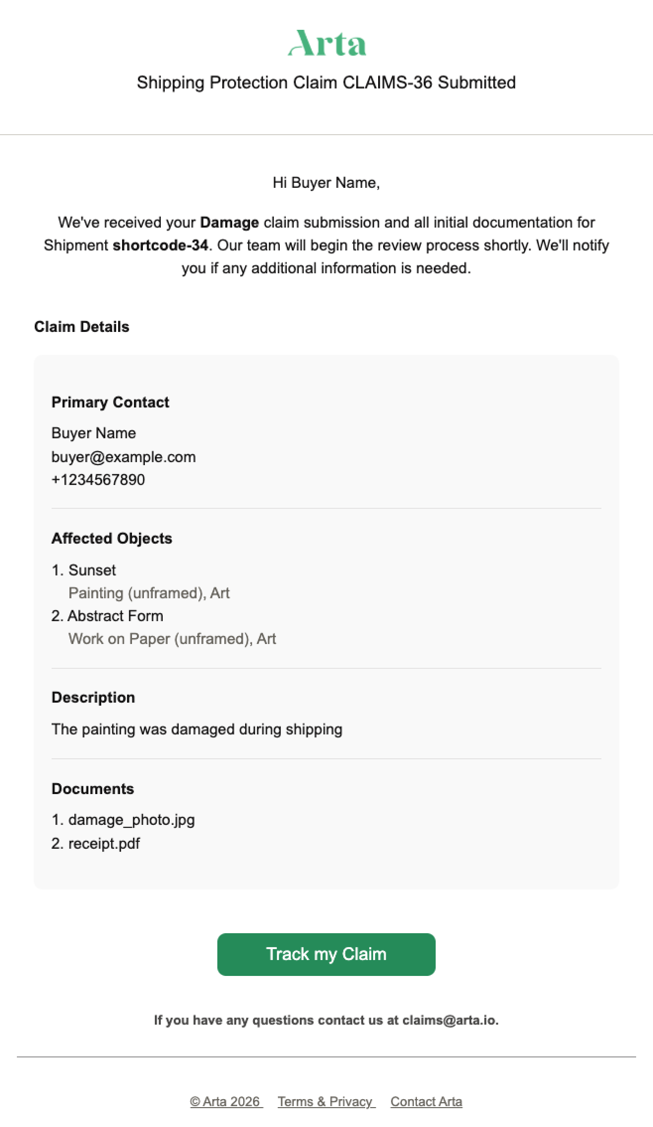 Shipping Protection Claims Submitted