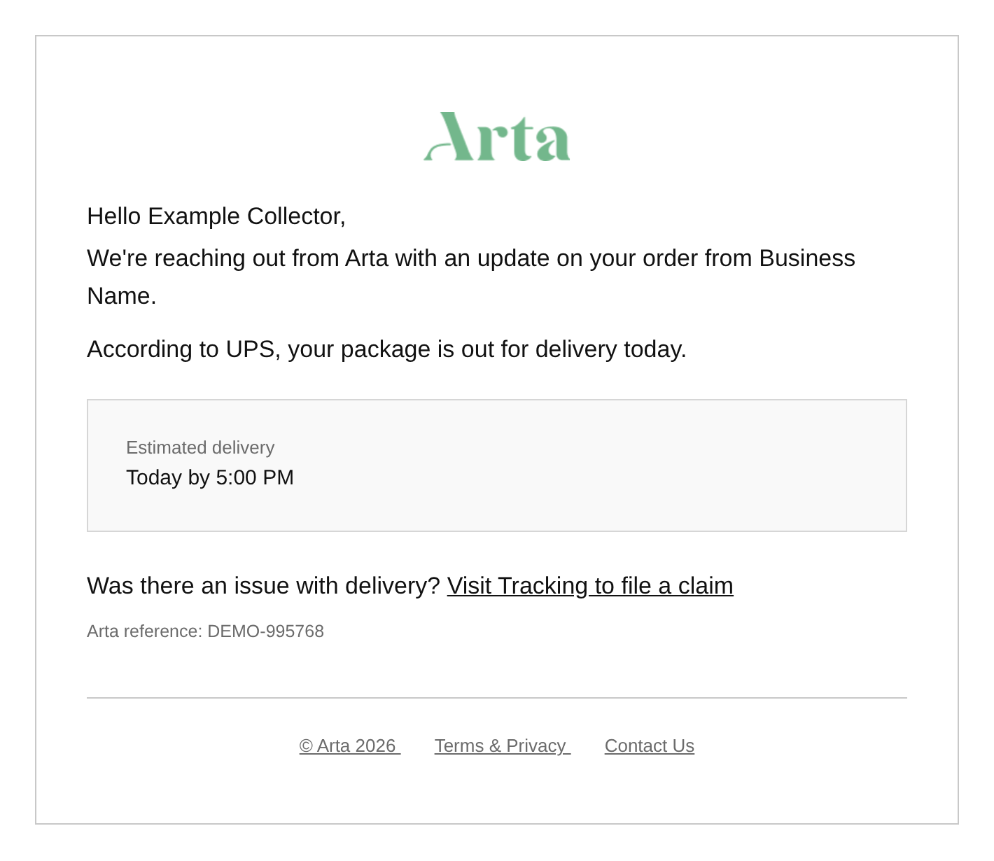 Shipment Out for Delivery