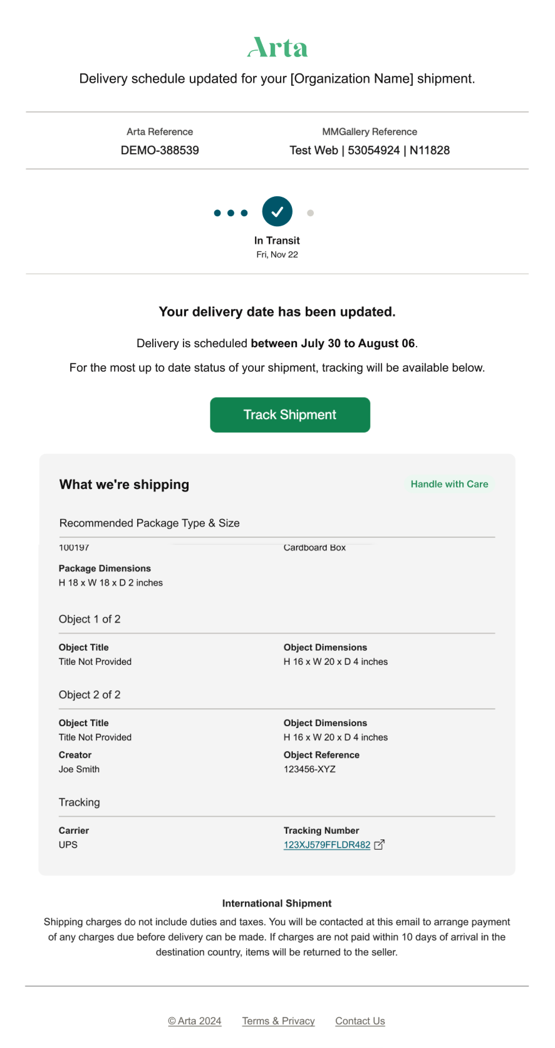 Shipment Schedule Updated